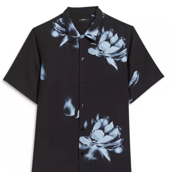 Theory Noll Iris Print Camp Shirt - Picture 3 of 4